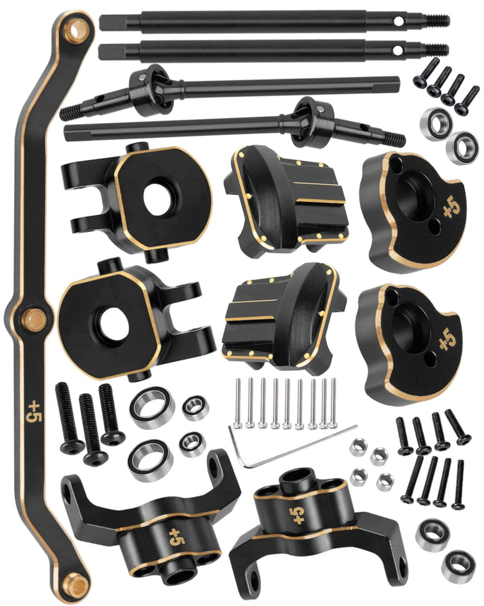 hopsupRC RC Upgrades Parts for Traxxas 1/18 TRX4m,11mm Wider on Each Side Brass Axles Widening Set,(Add Two More Bridge Covers