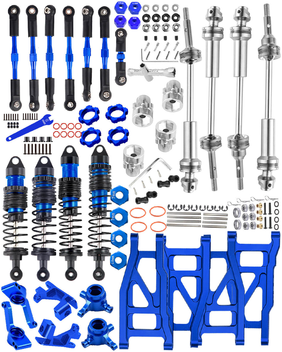hopsupRC Upgrades for Traxxas 1/10 Rustler/Slash/Stampede 4x4,RC Shocks&Steel Drive Shaft CVD&Adjustable Turnbuckles Camber Links&A Arm&Caster Block,Steering Blocks,Stub Axle Carriers,Wheel Hex&Hex Hub