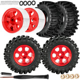 Hcespuos 0.7 RC Tires for 1/30 1/32 Axial SCX30 Redcat Ascent-32.0.7" RC Wheels and RC Tires Aluminium RC Truck Tires Highway Tires 0.7 RC Wheels 0.7 Beadlock Wheel Rim