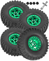 hopsupRC 2.2" Aluminium Wheels&Wheel Rim Tires Beadlock Wheel&Wheel Hub Rim for Axial 1/10 SCX10 SCX10II SCX10III 90046 TRX4 D90.4PCS(135 * 55MM)