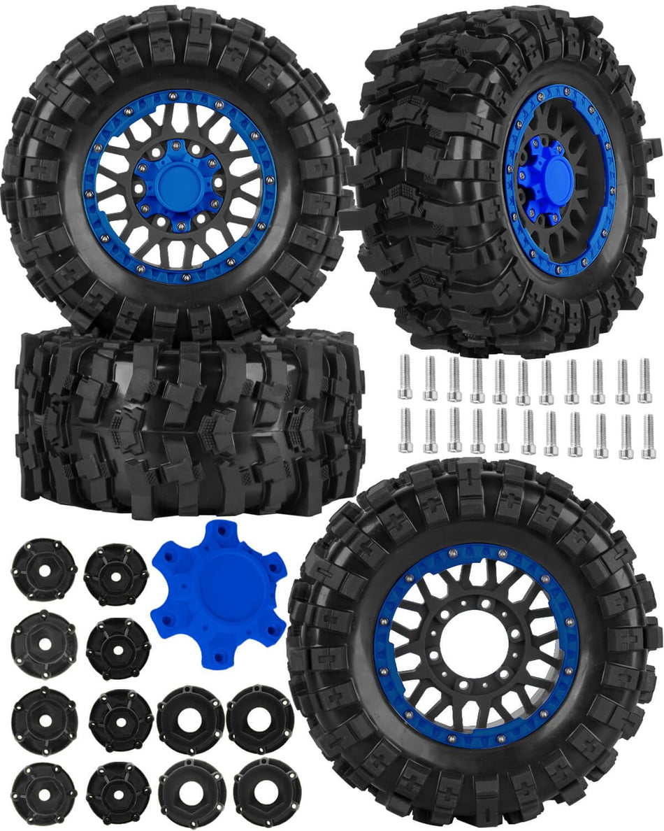 hopsupRC 12mm/14mm/17mm RC Truck Wheel Tires for 1/10 traxxas Rustler Stampede Hoss,Granite Vorteks Big Rock,Axial losi Redcat Rc 4wd,Hard Plastic RC Truck Tires,RC Monster Truck Car Wheels,4PCS
