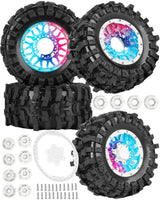 hopsupRC 12mm/14mm/17mm RC Truck Wheel Tires for 1/10 traxxas Rustler Stampede Hoss,Granite Vorteks Big Rock,Axial losi Redcat Rc 4wd,Hard Plastic RC Truck Tires,RC Monster Truck Car Wheels,4PCS