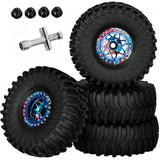 hopsupRC 1.9 RC Wheels and Tires for 1/10 Axial Traxxas SCX10 90046 AXI03007 TRX4 TRX6 VS4-10 Gen7 Gen8 MST CFX D90.Aluminium RC Truck Tires Highway Tires 1.9" RC Wheels 1.9 Beadlock Wheel Rim RC Tires