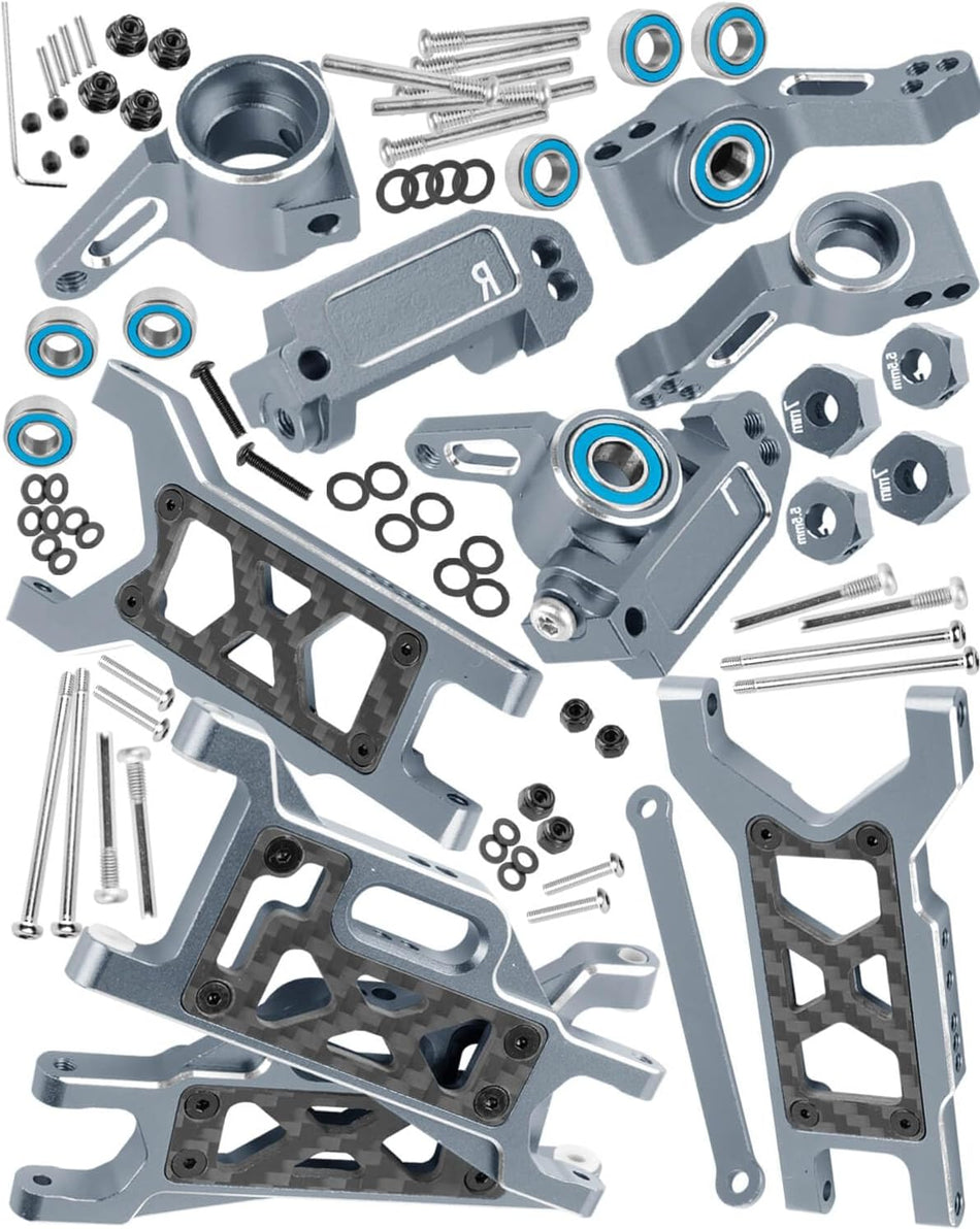 hopsupRC Aluminum Front Rear Suspension A Arms & Caster Block&Steering Blocks&Rear Stub Axle Carriers Upgrades Parts for 1/10 Traxxas Slash VXL 2WD/Slash 2WD,(Only for Slash)