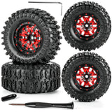 hopsupRC RC 1.3 Beadlock RC Wheel RC Tires for 1/24 1/18 Traxxas Axial SCX24 FCX24 TRX4M Ascent-18 RC Crawler,Aluminum 1.3" Wheel Hub Rim RC Truck Tires 4pcs