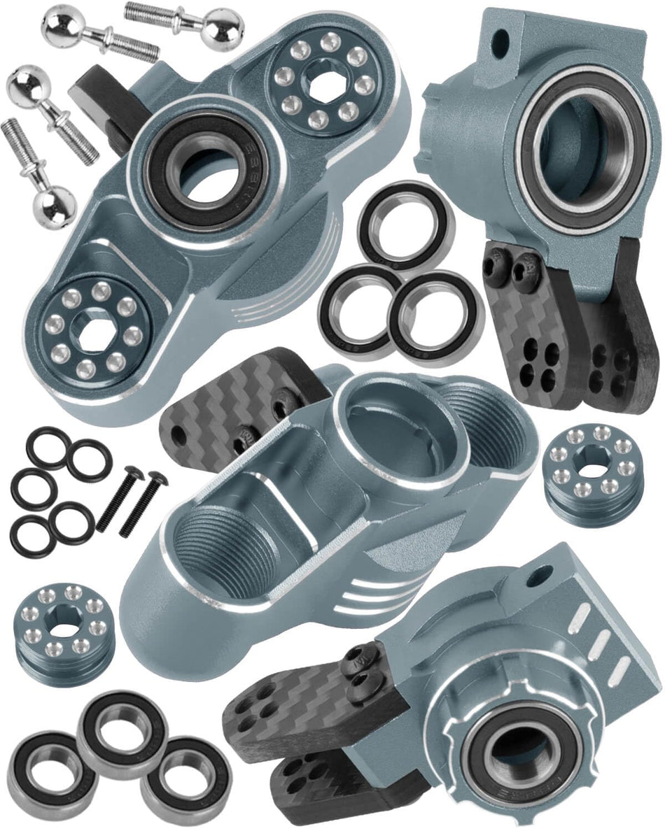 hopsupRC Upgrades for Arrma 1/8 Kraton/Outcast/Notorious 6S BLX,1/7 Big Rock 6S BLX,Aluminum Front Steering Block Knuckles & C-Hubs Caster Blocks & Rear Hubs Hops Up,Replaces #AR330505#AR330404