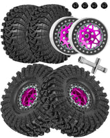 hopsupRC 1.9 RC Wheels for Axial 1/10 SCX10 90046 AXI03007 TRX4 TRX6 VS4-10 Gen7 Gen8 MST CFX D90.Aluminium RC Truck Tires Highway Tires 1.9" RC Wheels and Tires 1.9 Beadlock Wheel Rim RC Tires