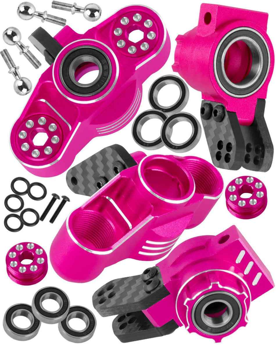 hopsupRC Upgrades for Arrma 1/8 Kraton/Outcast/Notorious 6S BLX,1/7 Big Rock 6S BLX,Aluminum Front Steering Block Knuckles & C-Hubs Caster Blocks & Rear Hubs Hops Up,Replaces #AR330505#AR330404