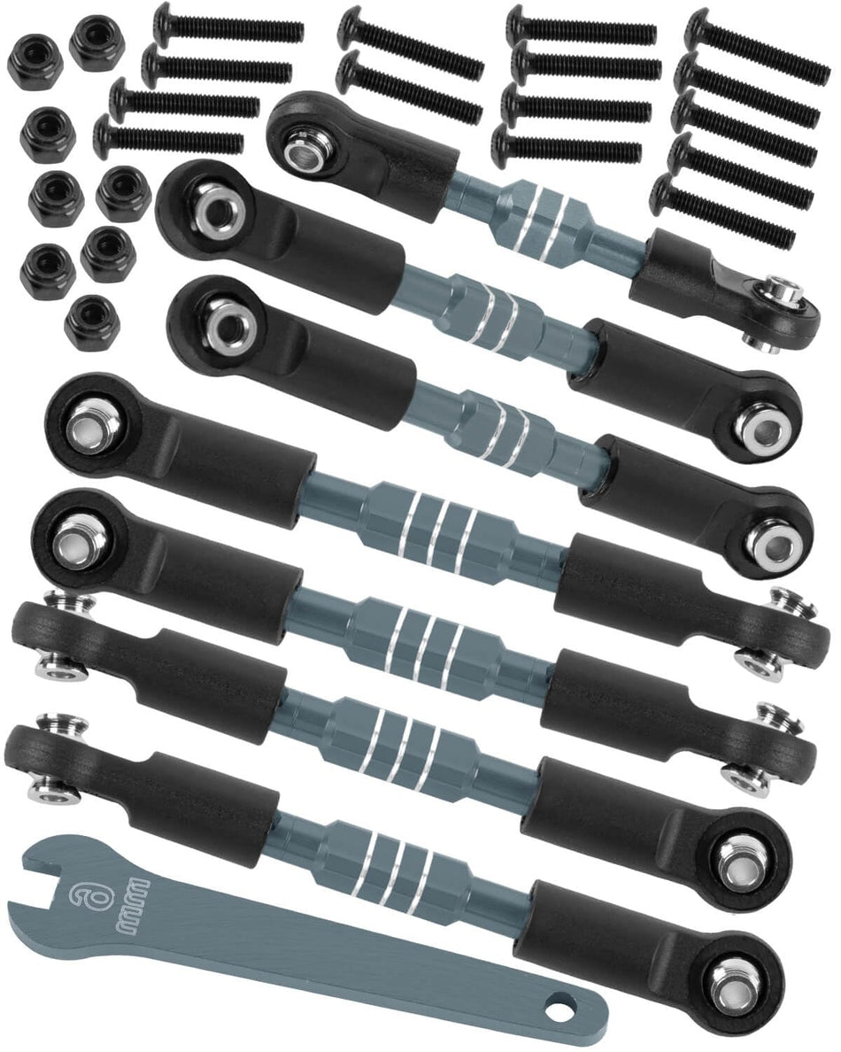 hopsupRC RC Aluminum Front&Rear Link Set Upgrades Part for 1/10 traxxas Slash/Rustler/Stampede/Bandit VXL 2WD.Adjustable Turnbuckles Camber Links Toe Link Hops Up