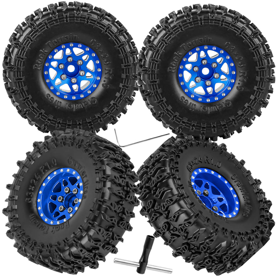 hopsupRC for SCX24 TRX4M 1/24 1/18 Traxxas Axial RC Crawler Car,Aluminum 1.0" Beadlock Wheel Tires Hub Rim 4PCS 1.0in Beadlock Heavy Duty Rim