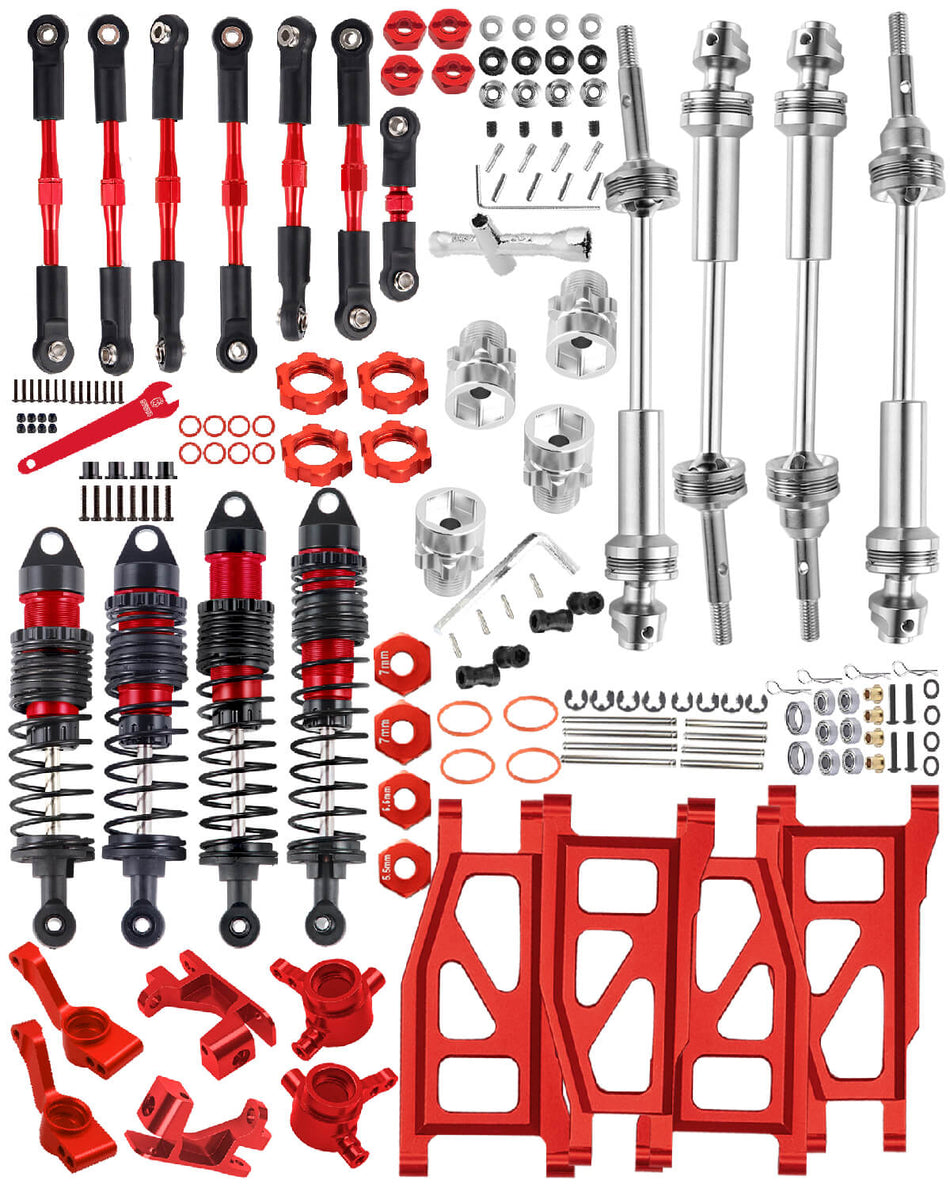 hopsupRC Upgrades for Traxxas 1/10 Rustler/Slash/Stampede 4x4,RC Shocks&Steel Drive Shaft CVD&Adjustable Turnbuckles Camber Links&A Arm&Caster Block,Steering Blocks,Stub Axle Carriers,Wheel Hex&Hex Hub