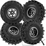 hopsupRC RC 1.0 Beadlock Truck Tires for Traxxas Axial 1/18 1/24 Trx4m SCX24 RC Crawler,RC Wheels Tires.Aluminum 1.0‘’ Beadlock Wheel Rim&1.0in Tires Tyres.Titanium(4PCS)