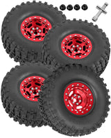 hopsupRC 2.2" Aluminium Wheels&Wheel Rim Tires Beadlock Wheel&Wheel Hub Rim for Axial 1/10 SCX10 SCX10II SCX10III 90046 TRX4 D90.4PCS(135 * 55MM)