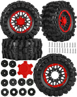 hopsupRC 12mm/14mm/17mm RC Truck Wheel Tires for 1/10 traxxas Rustler Stampede Hoss,Granite Vorteks Big Rock,Axial losi Redcat Rc 4wd,Hard Plastic RC Truck Tires,RC Monster Truck Car Wheels,4PCS