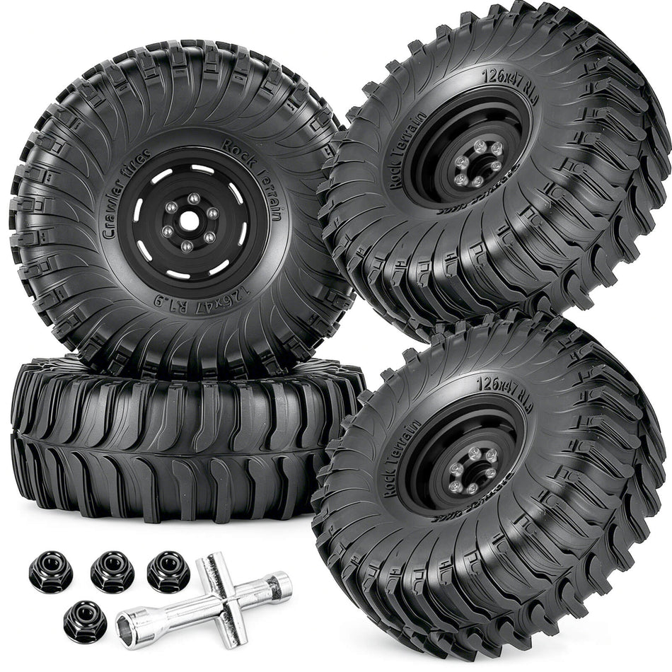hopsupRC 1.9" Beadlock RC Wheel for 1/10 Axial Traxxas SCX10 SCX10 II SCX10 III TRX4 D90 90046,1.9 Wheel Tires Wheel Hub Wheels Rim, Aluminum 1.9in Beadlock RC Truck Tires and Wheel Rims Heavy Duty Rim