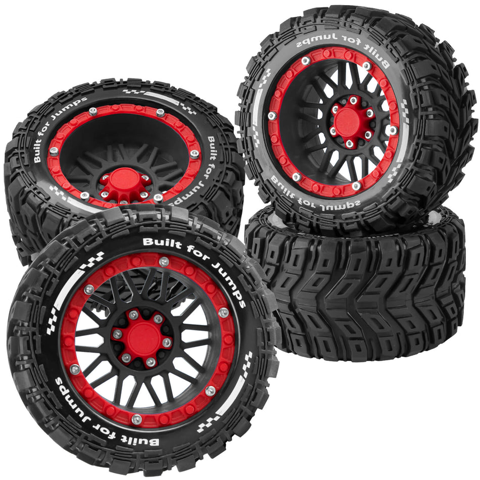 Hcespuos RC Truck Wheel Tires for 1/16 Traxxas SUMMIT E-REV GORGON GROM 4X4,1/16 Arrma MINI KRATON 3S,S C Y16101,M J X16207,H B X16889,Hard Plastic RC Truck Tires,RC Short Course Truck Tires and RC Wheels
