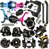 hopsupRC RC Front & Rear Portal Axles Upgrades Parts for 1/18 Redcat Ascent-18 RC Car,Brass Diff Cover,Servo Mount,Steering Knuckle,Skid Plate,Outer Portal Housing