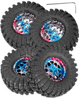 hopsupRC 1.3" Wheel Tires for Traxxas Axial 1/18 1/24 Trx4m SCX24 RC Crawler,1.3 Beadlock Aluminum RC Wheel Rims Brass Rings All Terrain RC Tires