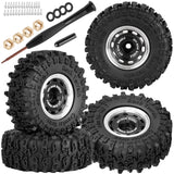 Hcespuos for 1/32 1/30 Axial SCX30 Redcat Ascent-32,Aluminum 0.7 Beadlock Wheel Tires Hub Rim 4PCS 0.7” Beadlock Heavy Duty Rim RC Wheel RC Tires