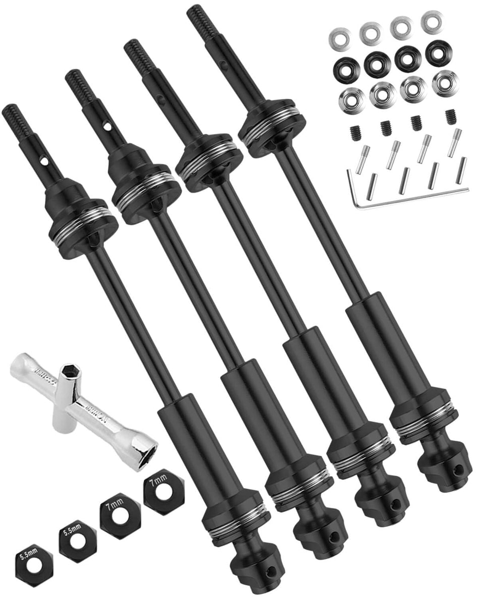 hopsupRC #45 Steel Drive Shaft CVD Upgrades for Traxxas 1/10 Slash VXL 4X4,Rustler VXL 4X4,Stampede VXL 4X4,Hoss VXL 4X4 4WD,Stainless Front Rear Driveshaft Axles with Hex Hops up