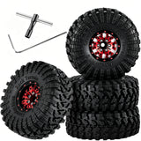 hopsupRC for SCX24 TRX4M 1/24 1/18 Axial Traxxas RC Crawler Car,RC 1.0 Beadlock Wheel Tires Hub Rim,Aluminum 1.0” Beadlock RC Truck Tires Heavy Duty Rim,4PCS