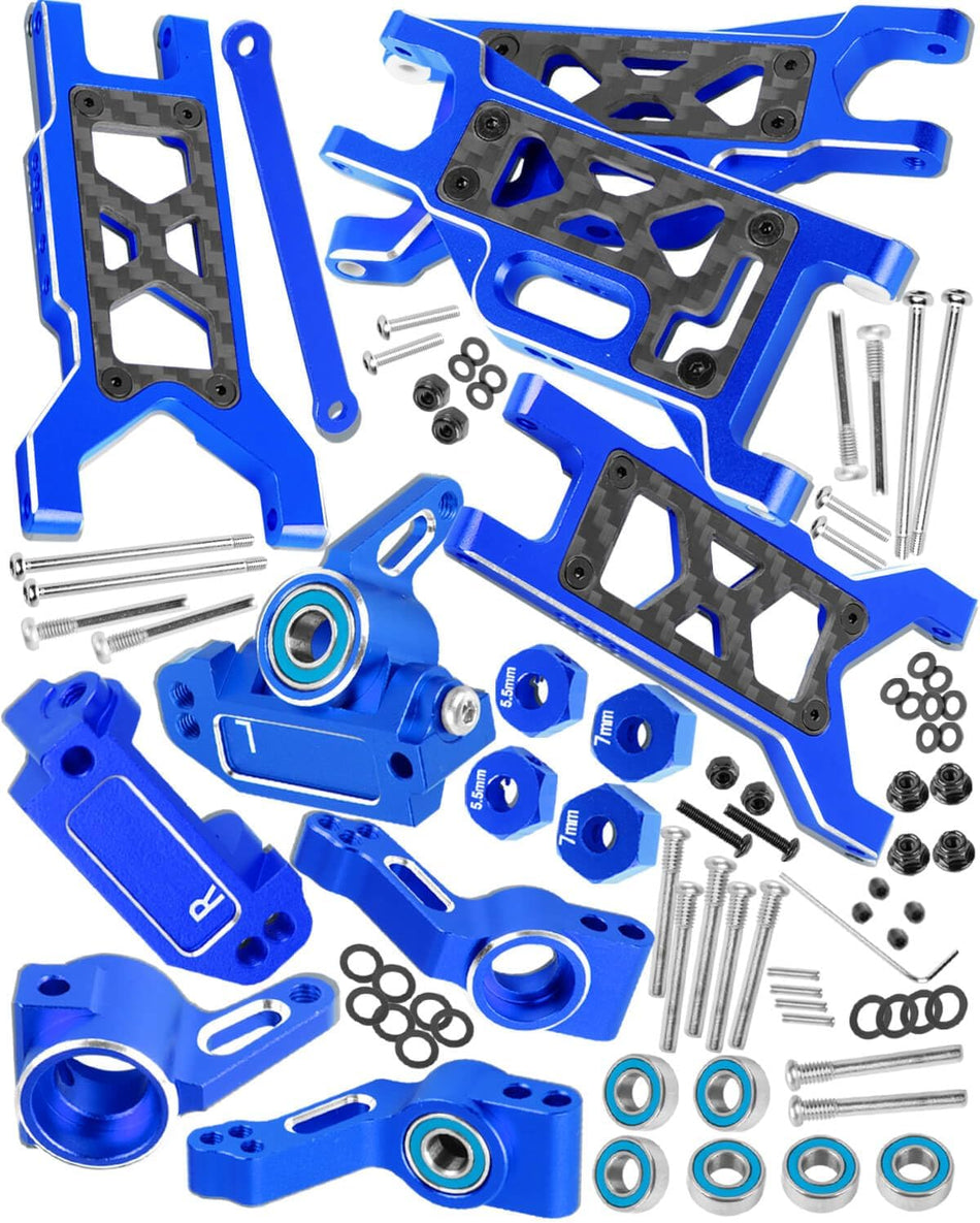 hopsupRC Aluminum Front Rear Suspension A Arms & Caster Block&Steering Blocks&Rear Stub Axle Carriers Upgrades Parts for 1/10 Traxxas Slash VXL 2WD/Slash 2WD,(Only for Slash)