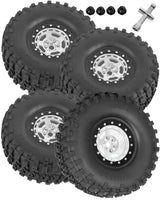 hopsupRC 2.2" Aluminium Wheels&Wheel Rim Tires Beadlock Wheel&Wheel Hub Rim for Axial 1/10 SCX10 SCX10II SCX10III 90046 TRX4 D90.4PCS(135 * 55MM)