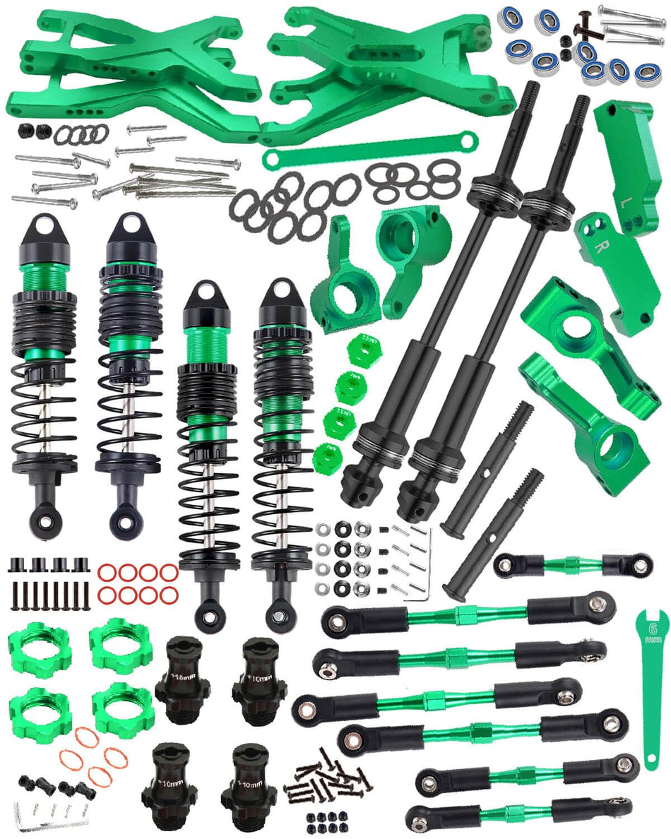 hopsupRC Upgrades Part for Traxxas 1/10 Stampede/Rustler 2WD,Drive Shaft CVD&RC Shocks&Adjustable Turnbuckles Camber Links&A Arm&Caster Block&Steering Blocks&Rear Stub Axle Carriers,Wheel Hex&Hex Hub
