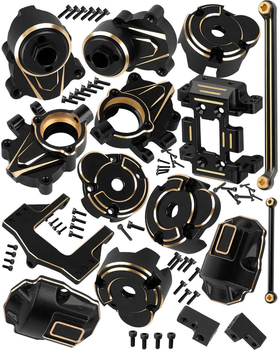 hopsupRC Upgrades Parts for 1/18 Redcat Ascent-18 RC Car,Brass Diff Cover,Servo Mount,Steering Knuckle,Skid Plate,Turnbuckles Links