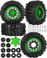 hopsupRC 12mm/14mm/17mm RC Truck Wheel Tires for 1/10 traxxas Rustler Stampede Hoss,Granite Vorteks Big Rock,Axial losi Redcat Rc 4wd,Hard Plastic RC Truck Tires,RC Monster Truck Car Wheels,4PCS