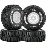 Hcespuos for 1/16 Traxxas MINI Slash 4X4 Mojave Grom,RC Wheels and Tires,Pre-Glued Wheel Tire Set,RC Truck Tires Highway Tires Rubber Tires Wheel Rim,4PCS
