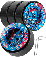 hopsupRC for Axial Traxxas 1/24 1/18 SCX24 FCX24 TRX4M RC Crawler Car,1.3" RC Tires Wheel Rim,Aluminum RC Truck Tires Wheels Rims,1.3 Beadlock Wheel Rims Heavy Duty Rim