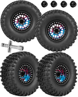hopsupRC 2.2 RC Wheels for1/10 Axial Traxxas SCX10 90046 AX103007 SCX10 II SCX10 III TRX4 TRX6 Gen7 8 D90 VS4-10 MST CFX ,Aluminium RC Truck Tires Highway Tires 2.2" RC Wheels 2.2 Beadlock Wheel Rim RC Tires (135 * 55MM)