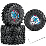 hopsupRC for 1/18 1/24 Traxxas Axial SCX24 TRX4M,1.3 Beadlock RC Wheels and Tires,1.3" Aluminum & Brass RC Wheel Hub Rim Rubber Tires RC Truck Tires Heavy Duty Rim