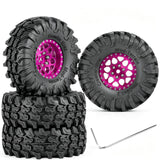 hopsupRC for 1/18 1/24 Traxxas Axial SCX24 TRX4M,1.3 Beadlock RC Wheels and Tires,1.3" Aluminum & Brass RC Wheel Hub Rim Rubber Tires RC Truck Tires Heavy Duty Rim