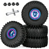 hopsupRC 1.9 RC Wheels and Tires for 1/10 Axial Traxxas SCX10 90046 AXI03007 TRX4 TRX6 VS4-10 Gen7 Gen8 MST CFX D90.Aluminium RC Truck Tires Highway Tires 1.9" RC Wheels 1.9 Beadlock Wheel Rim RC Tires
