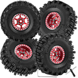 hopsupRC RC 1.0 Beadlock Truck Tires for Traxxas Axial 1/18 1/24 Trx4m SCX24 RC Crawler,RC Wheels Tires.Aluminum 1.0‘’ Beadlock Wheel Rim&1.0in Tires Tyres.Titanium(4PCS)