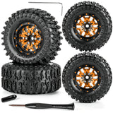 hopsupRC RC 1.3 Beadlock RC Wheel RC Tires for 1/24 1/18 Traxxas Axial SCX24 FCX24 TRX4M Ascent-18 RC Crawler,Aluminum 1.3" Wheel Hub Rim RC Truck Tires 4pcs