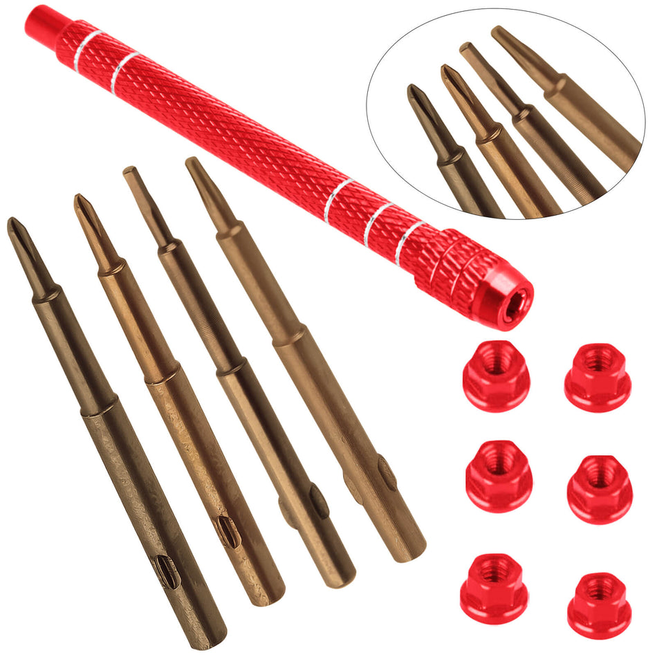 Hcespuos RC Tool Kit for Axial SCX30,1.5mm+ Phillips Screwdriver&2.0mm+ Phillips Screwdriver&1.3mm Hex &Aluminium m2 Nut&T4 Plum,Screwdriver Set,Black