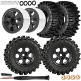 Hcespuos 0.7 RC Tires for 1/30 1/32 Axial SCX30 Redcat Ascent-32.0.7" RC Wheels and RC Tires Aluminium RC Truck Tires Highway Tires 0.7 RC Wheels 0.7 Beadlock Wheel Rim