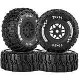 Hcespuos for 1/16 Traxxas MINI Slash 4X4 Mojave Grom,RC Wheels and Tires,Pre-Glued Wheel Tire Set,RC Truck Tires Highway Tires Rubber Tires Wheel Rim,4PCS