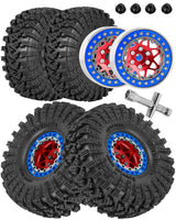 hopsupRC 1.9 RC Wheels for Axial 1/10 SCX10 90046 AXI03007 TRX4 TRX6 VS4-10 Gen7 Gen8 MST CFX D90.Aluminium RC Truck Tires Highway Tires 1.9" RC Wheels and Tires 1.9 Beadlock Wheel Rim RC Tires