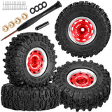 Hcespuos for 1/32 1/30 Axial SCX30 Redcat Ascent-32,Aluminum 0.7 Beadlock Wheel Tires Hub Rim 4PCS 0.7” Beadlock Heavy Duty Rim RC Wheel RC Tires
