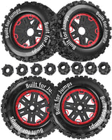 hopsupRC RC Truck Tires 1/8 17mm Hex RC Wheel Tires for 1/8 Monster Truck Tires Traxxas/Arrma 6S/Summit/E-Rveo/Redcat/HPI JLB Cheetah RC Off-Road etc,Hard Plastic Rubber Tyres