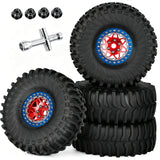 hopsupRC 1.9 RC Wheels and Tires for 1/10 Axial Traxxas SCX10 90046 AXI03007 TRX4 TRX6 VS4-10 Gen7 Gen8 MST CFX D90.Aluminium RC Truck Tires Highway Tires 1.9" RC Wheels 1.9 Beadlock Wheel Rim RC Tires