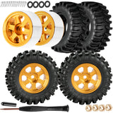 Hcespuos 0.7 RC Tires for 1/30 1/32 Axial SCX30 Redcat Ascent-32.0.7" RC Wheels and RC Tires Aluminium RC Truck Tires Highway Tires 0.7 RC Wheels 0.7 Beadlock Wheel Rim