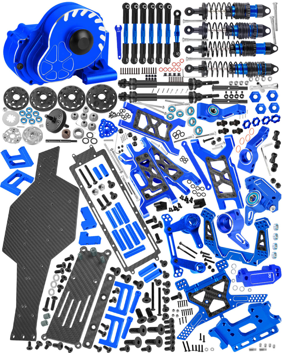 hopsupRC Upgrades Parts for Traxxas 1/10 Slash 2WD LCG,Carbon Skid Plate&Aluminum RC Shocks&Drive Shaft CVD&A Arms&Steering Block&272R Gearbox&Adjustable Links&Shock Tower&Front Bulkhead