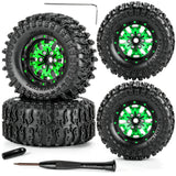 hopsupRC RC 1.3 Beadlock RC Wheel RC Tires for 1/24 1/18 Traxxas Axial SCX24 FCX24 TRX4M Ascent-18 RC Crawler,Aluminum 1.3" Wheel Hub Rim RC Truck Tires 4pcs