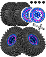 hopsupRC 1.9 RC Wheels for Axial 1/10 SCX10 90046 AXI03007 TRX4 TRX6 VS4-10 Gen7 Gen8 MST CFX D90.Aluminium RC Truck Tires Highway Tires 1.9" RC Wheels and Tires 1.9 Beadlock Wheel Rim RC Tires
