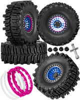 hopsupRC 2.2 RC Wheels and Tires for 1/10 Axial Traxxas SCX10 90046 AX103007 SCX10 II SCX10 III TRX4 TRX6 Gen7 8 D90 VS4-10 MST CFX.Aluminium RC Truck Tires Highway Tires 2.2" RC Wheels 2.2 Beadlock Wheel Rim RC Tires